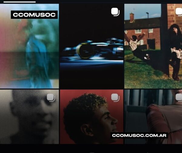 Mosaico de seis imágenes de CCOMUSOC con escenas urbanas, retratos y un coche en movimiento; por el fotógrafo Lucas Korschan
